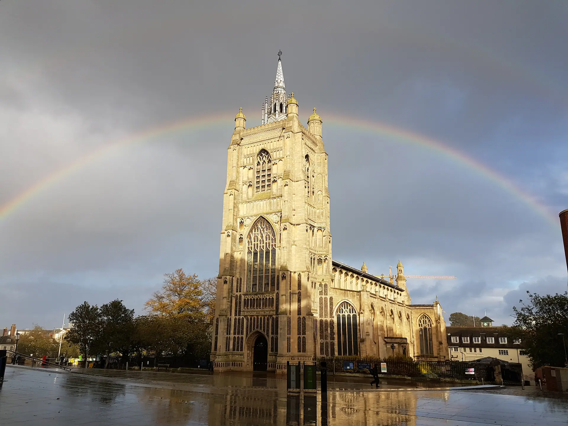 St Peter Mancroft with rainbow