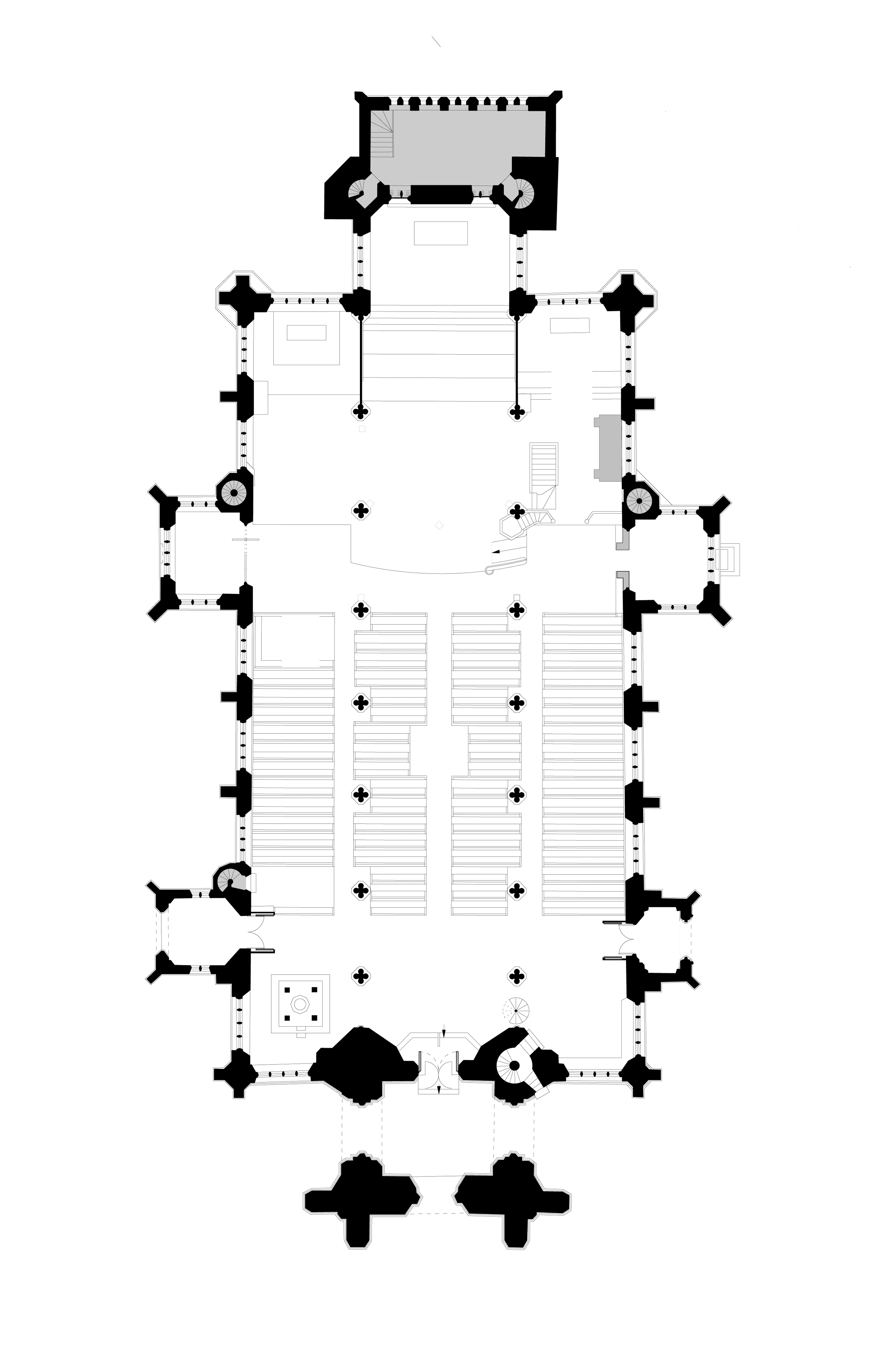 Floorplan of St Peter Mancroft Church showing numbered audio tour locations